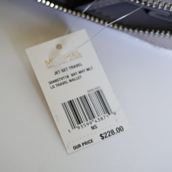 Michael Kors Jet Set Travel XL Zip Around Wallet MK  White Grey - Picture 6 of 7